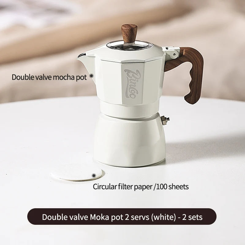 Bincoo Double valve Moka Pot Electric Stove Set Coffee Pot Household Italian Espresso Machine Mocha Pot Barista Accessories 220V