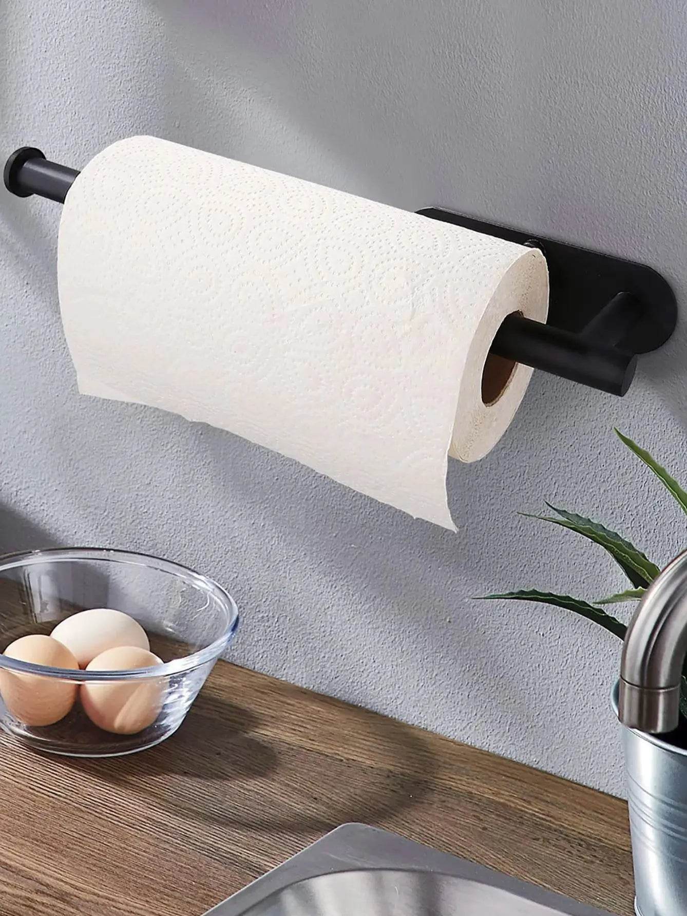 Acrylic Toilet Paper Holder Tissue Rack Wall Mounted Bathroom Kitchen Roll Holder Paper Tissue Rack Hook Modern Black Hanger - P12 Hub Europe