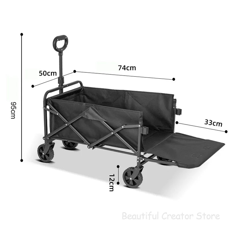 Collapsible Folding Utility Beach Cart Wagon Heavy Duty Large Capacity Fold Wagon Ourdoor Trolley Portable Garden Camping Cart