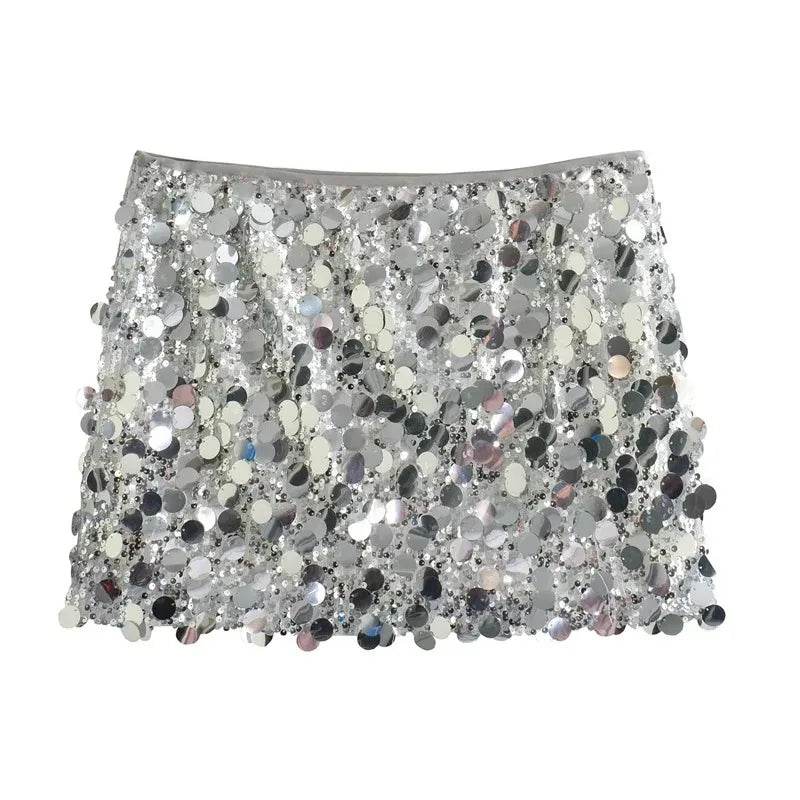 Silver Sequin Mini Skirt - P12 Hub Europe