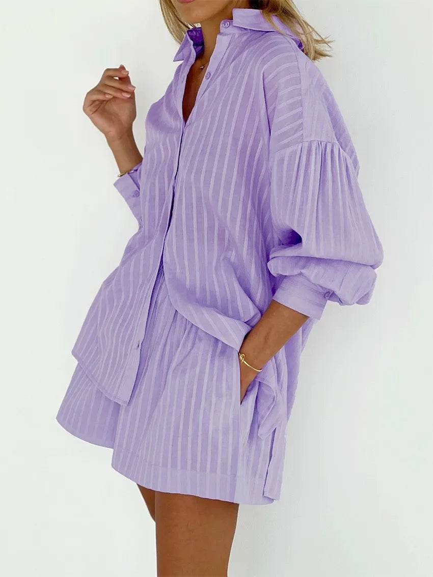 Stripe Cotton Shorts Set - P12 Hub Europe