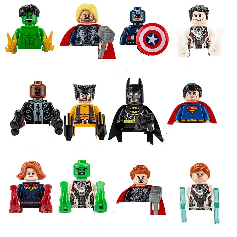 8-30 pieces of Marvel superhero Spider Man, Iron Man, Thanos mini assembled building blocks, DIY toys, children's birthday gifts