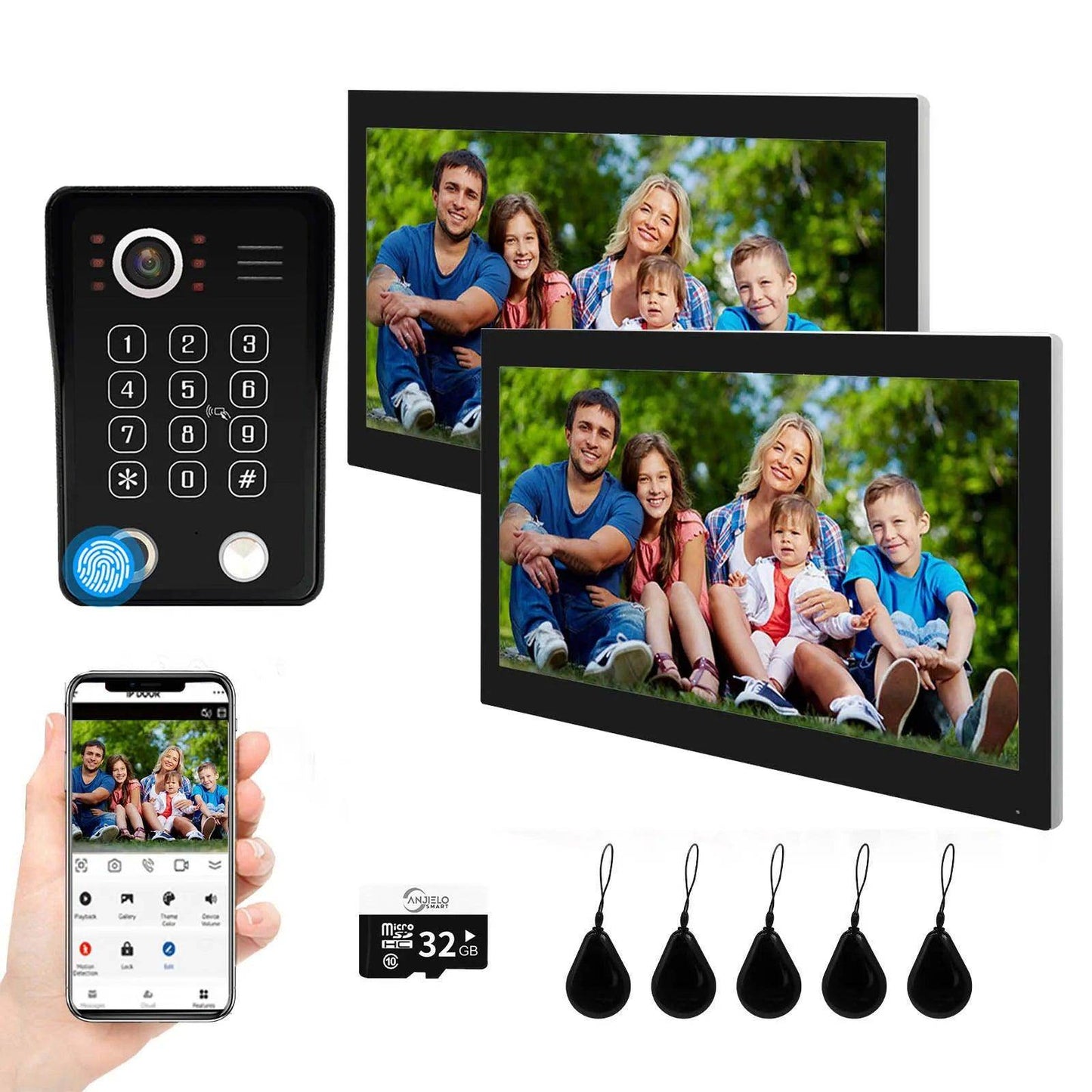 Intercom 1080P Fingerprint | 148° View, 5-in-1 Unlock - P12 Hub Europe