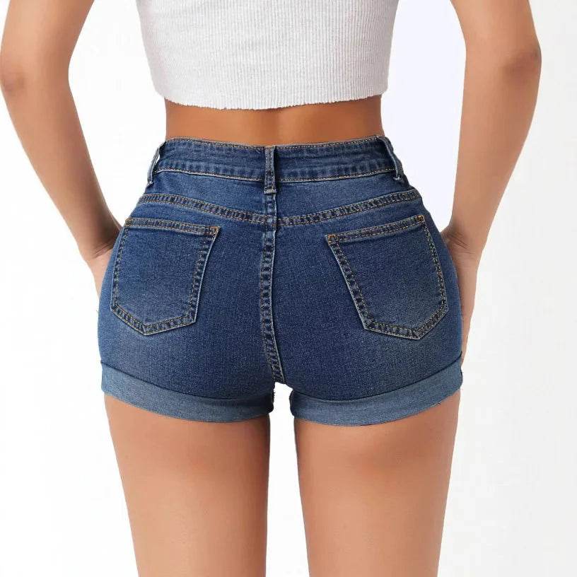 Women's Ripped High-Waist Denim Shorts - P12 Hub Europe
