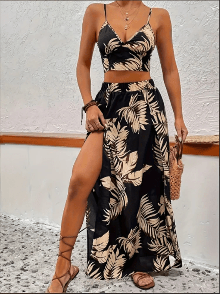Women Printed Slit Skirt Set - P12 Hub Europe