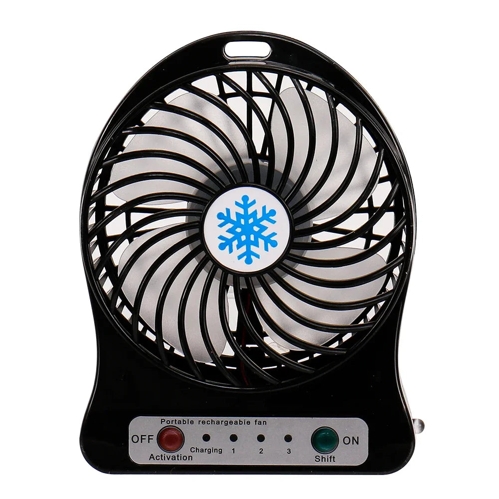 Mini small fan outdoor portable USB charging LED light fan summer outdoor camping cooling handheld fan outdoor supplies