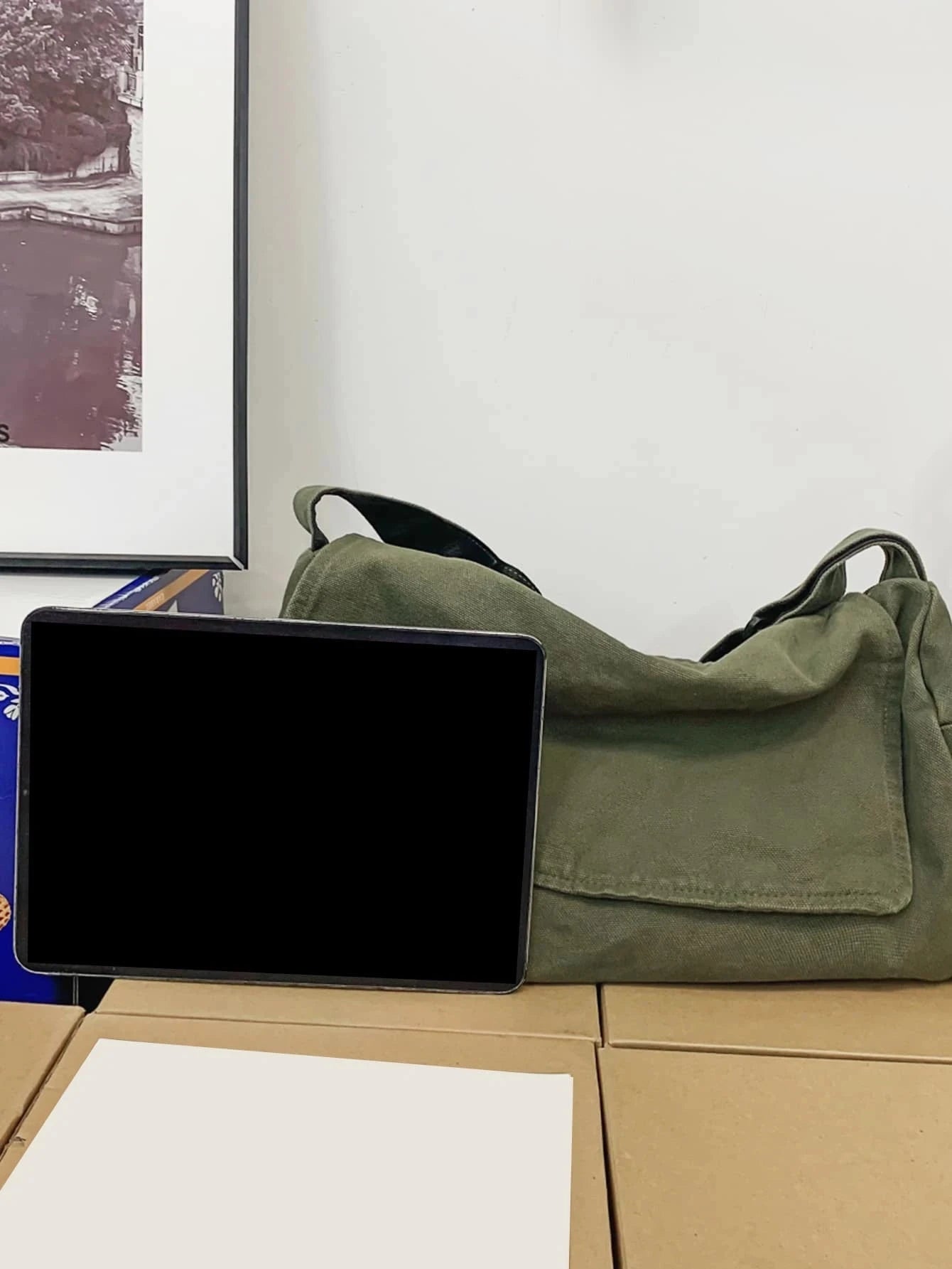 High School Students University Freshman Multifunctional Sling Bag Shoulder Bag Casual BagMinimalist Flap Canvas Messenger Bag