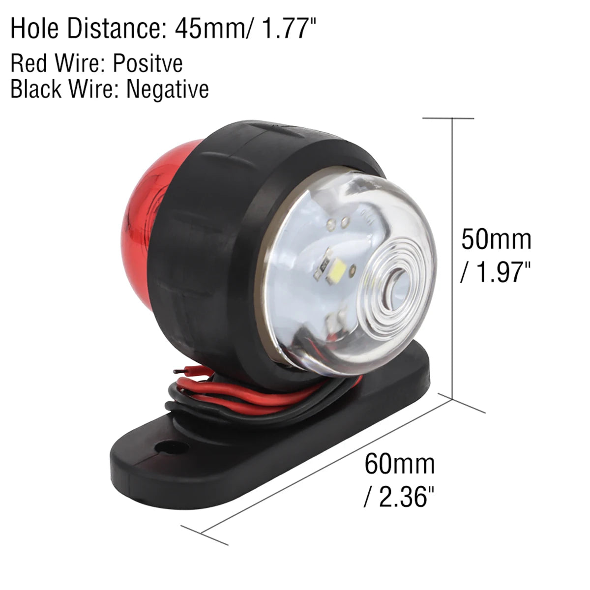 4PCS Red & White LED Side Marker Lights Clearance Lights Parking Lights Position lamp Truck Trailer Caravan Boat 12V 24V Outline