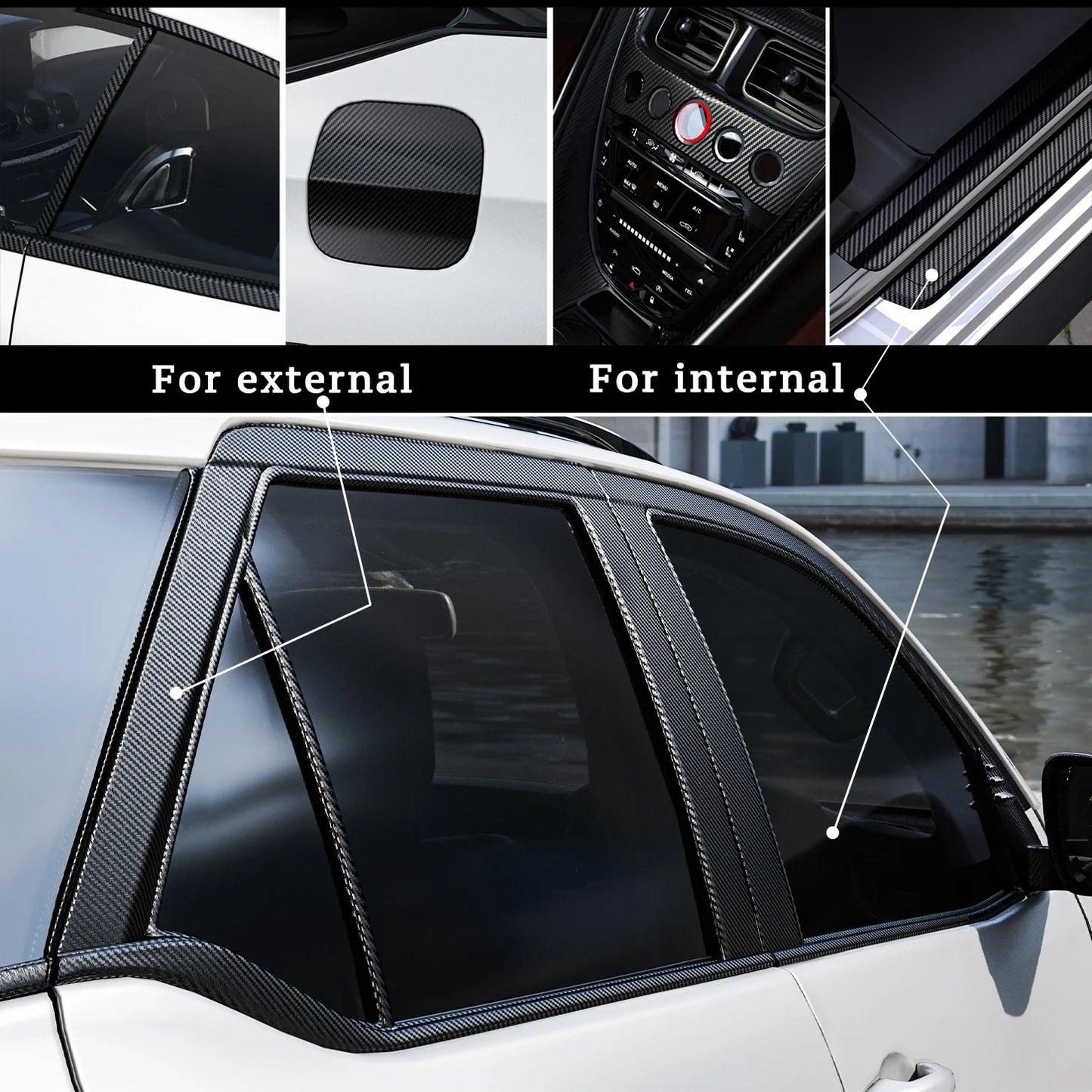 Carbon Fiber Car Stickers Self-adhesive Automotive Wrap Tape Matte Black Protective Car Film 3D Vinyl Door Strip Accessories