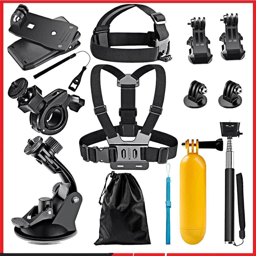 Action Camera Accessories Kit Mounts, Straps, Adapters - P12 Hub Europe