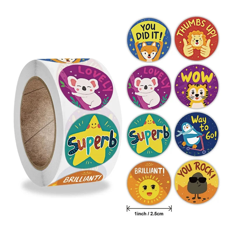 100-500pc Stickers for Children Kids Rolling Animal Roll Stickers Small Cute Toy Game Sticker DIY Gift Sealing Label Decoration