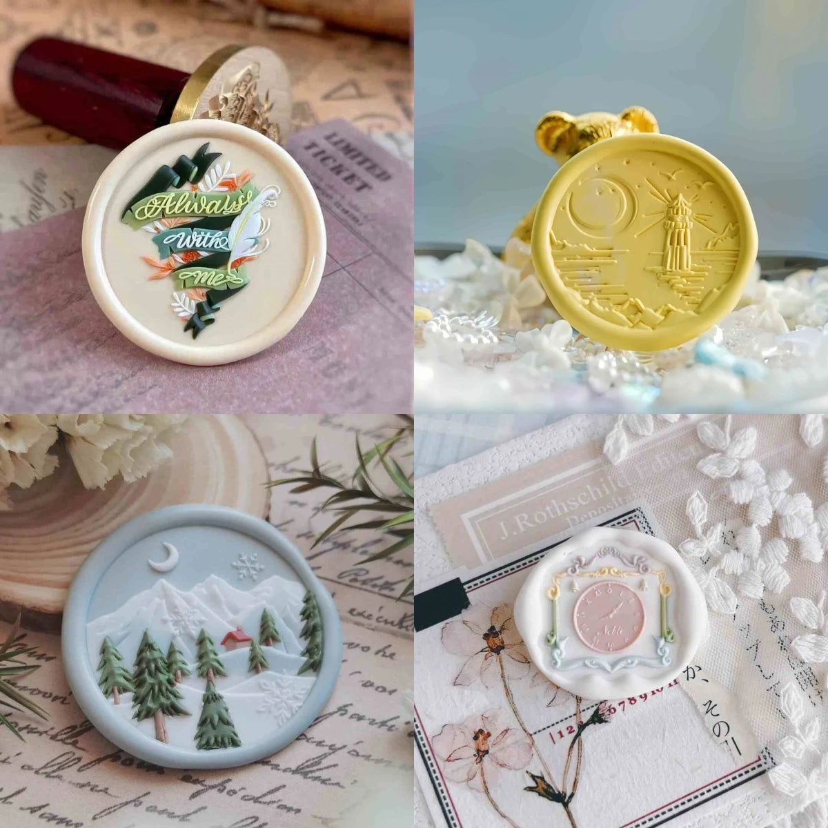 New Fire Seal Seal Head Multi-Layer Precision Carving Diy Hand Ledger Embossed Brass Head Envelope Seal Children'S Stamp Toy