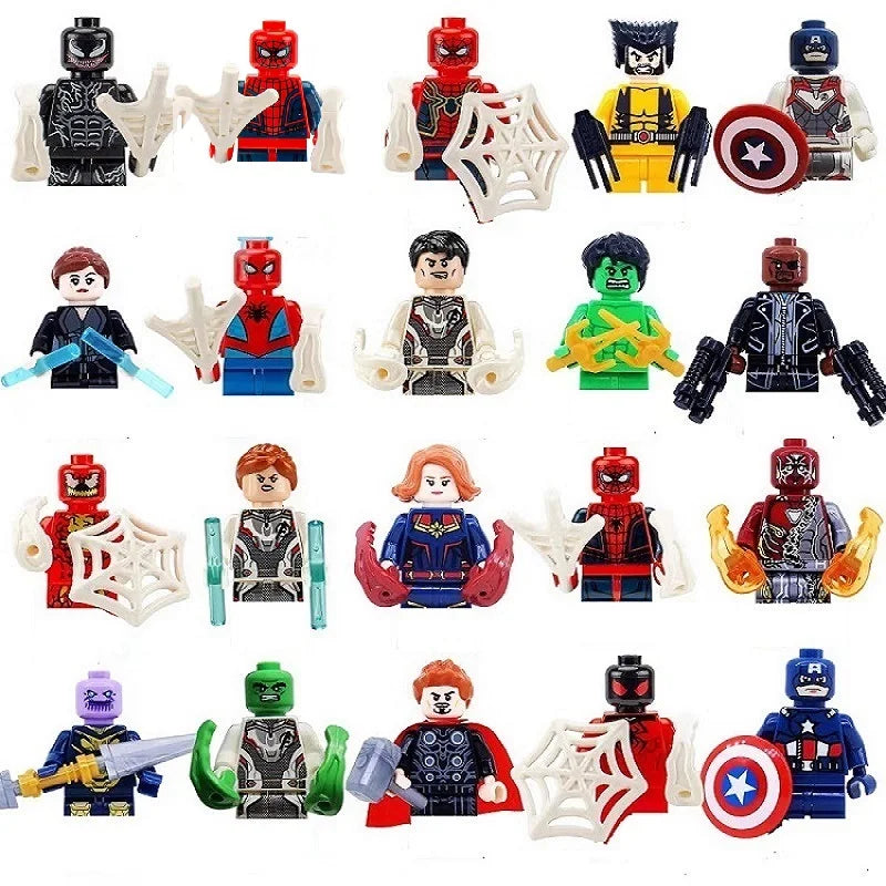 8-30 pieces of Marvel superhero Spider Man, Iron Man, Thanos mini assembled building blocks, DIY toys, children's birthday gifts