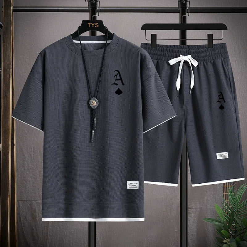 Men's casual and fashionable sportswear, summer outdoor short-sleeved T-shirts and sports shorts, and daily casual two-piece set