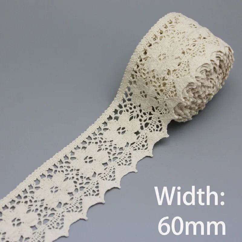 (5Meter/roll) White Beige Cotton Embroidered Lace Net Ribbons Fabric Trim DIY Sewing Handmade Craft Materials - P12 Hub Europe
