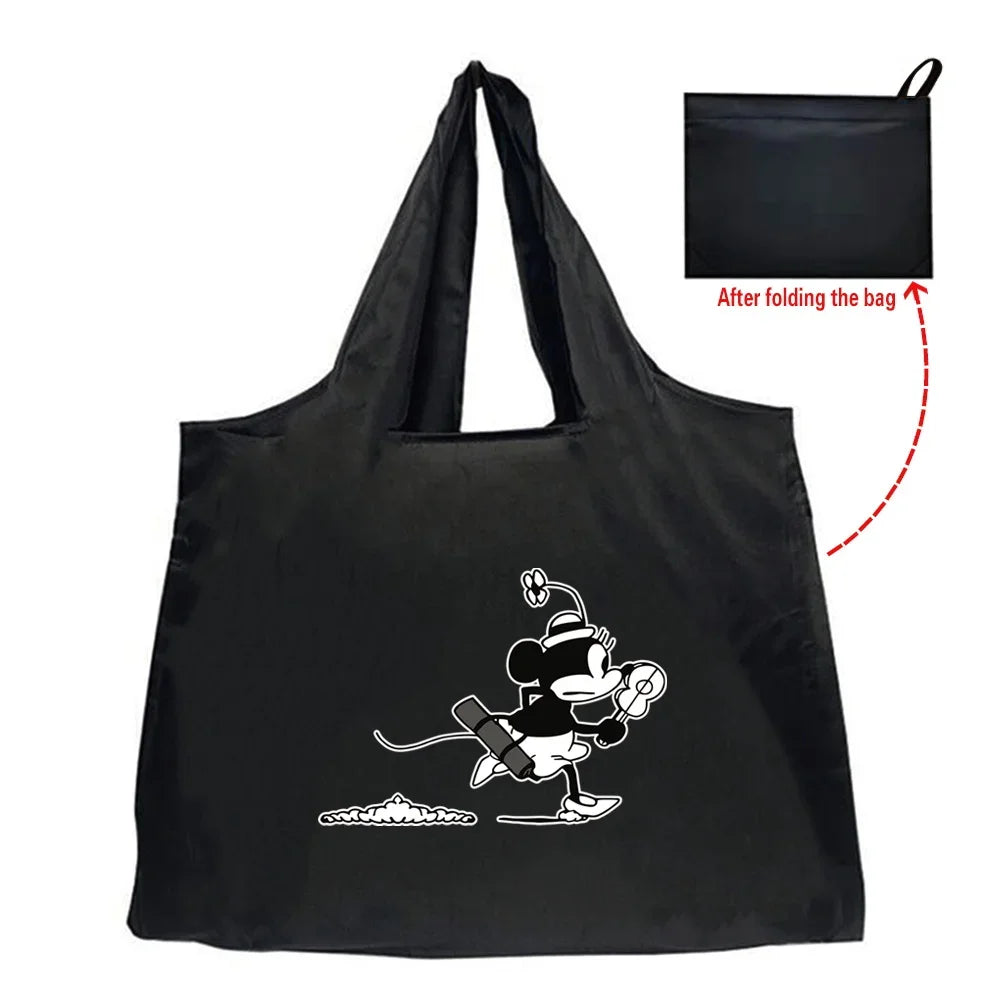 Tote Bag Eco-Friendly Folding Shopping Bag Reusable Portable Shoulder Handbag for Travel Grocery Fashion Mickey Mouse Series