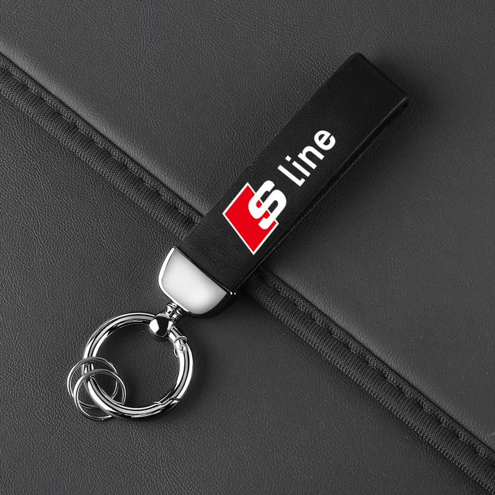 3D Metal/Leather Car Logo Key Chain Keyring Auto Interiors Accessories For Audi Sline A1 A2 A3 A4 A4L A5 A6 A7 A8 A8L TT Q1 Q2