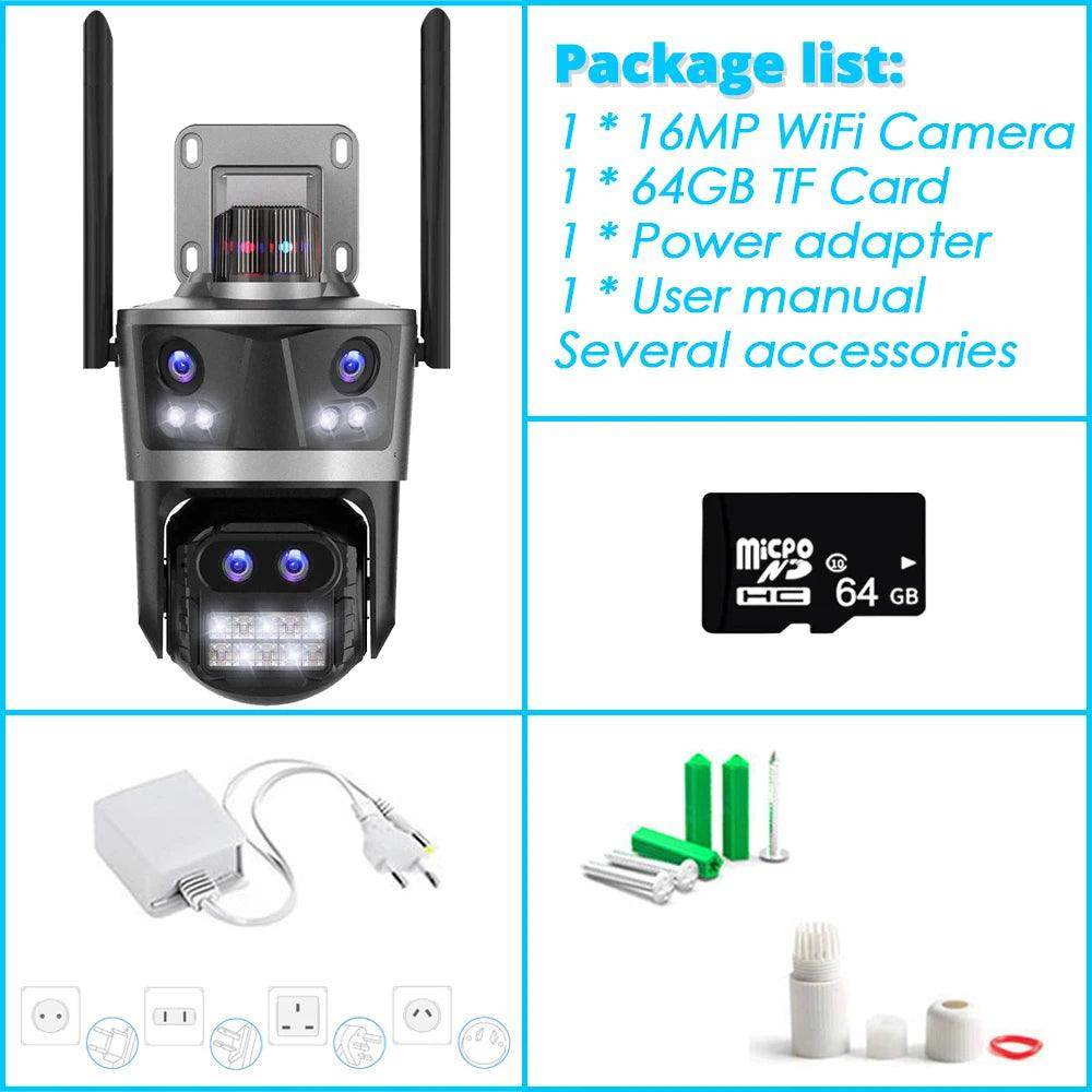Outdoor PTZ Camera 16MP 4-Lens 8X Zoom, AI Track - P12 Hub Europe