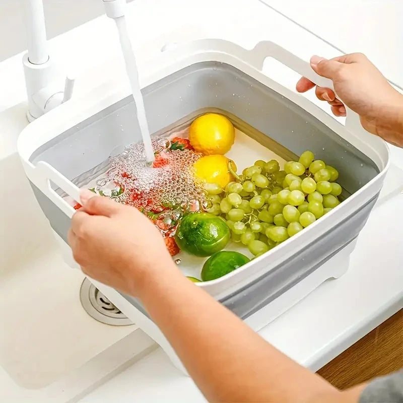 Silicone Collapsible Bucket with Drain Plug 1pc Portable Folding Basin for Camping Fishing Picnics Large Capacity Easy Storage