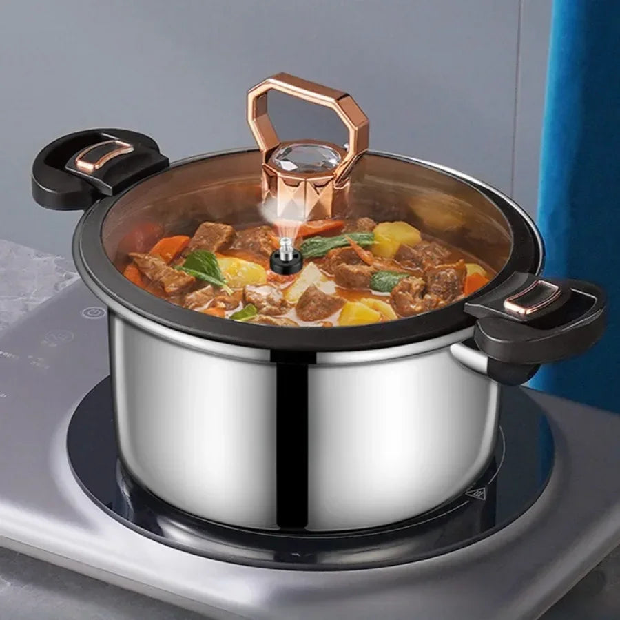 Micro pressure pot 304 stainless steel thickened soup pot household double ear bottle soup pot thickened composite bottom