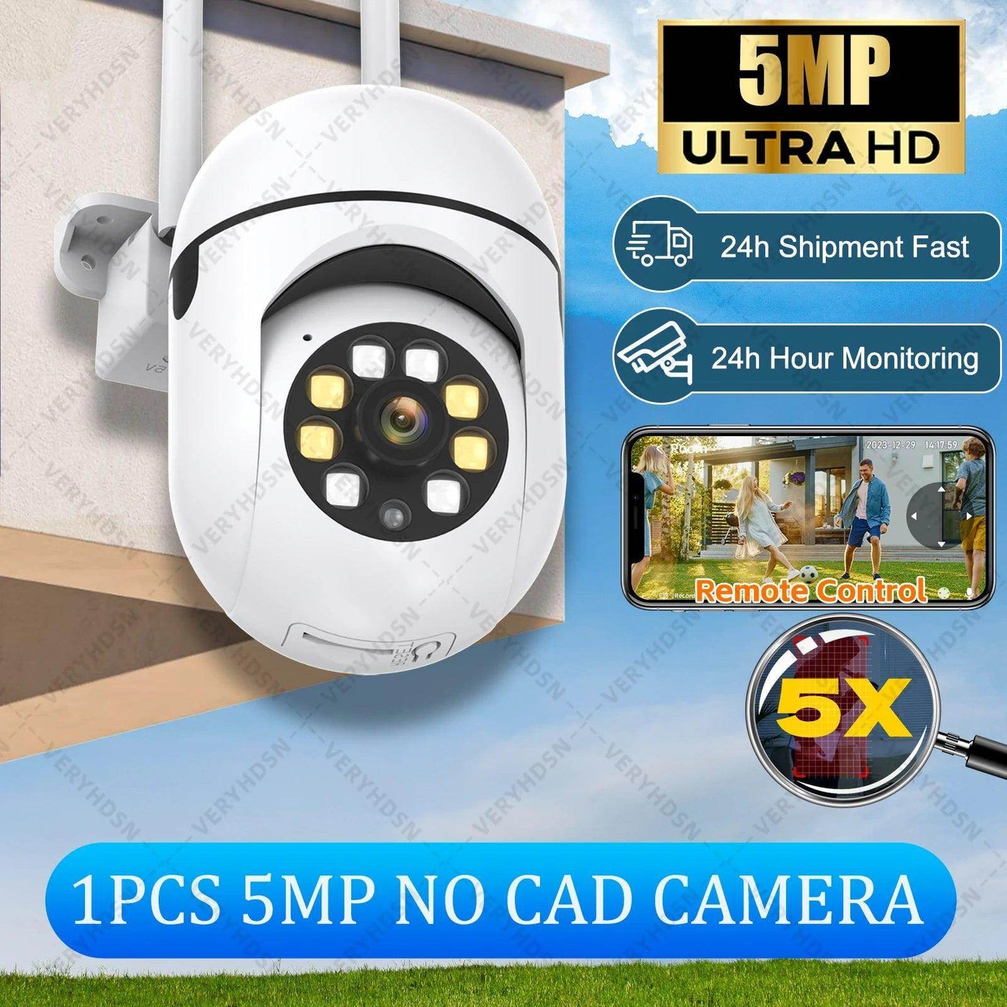 Outdoor Camera 5MP PTZ WiFi 4X Zoom, AI Track, 2-Way Audi - P12 Hub Europe