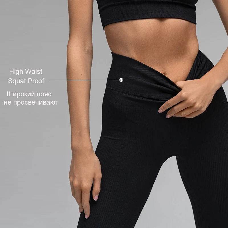 Women's Seamless Ribbed Yoga Leggings - P12 Hub Europe