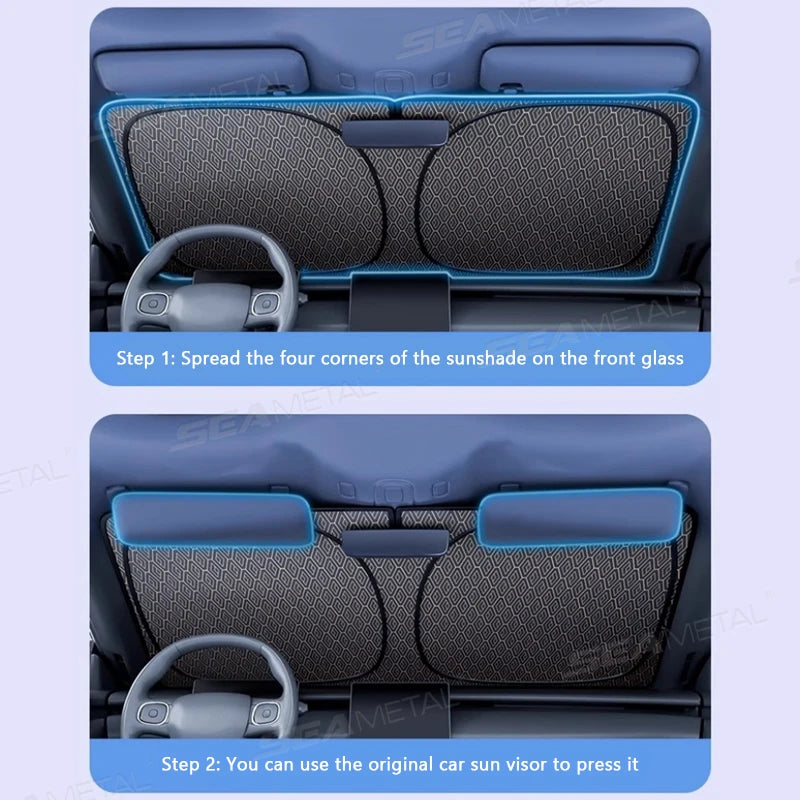 SEAMETAL 5-Layer Car Windshield Sun Shade Cover Foldable Thicken Front Window UV Refletive Sunshade Curtain Sun Protection Cover