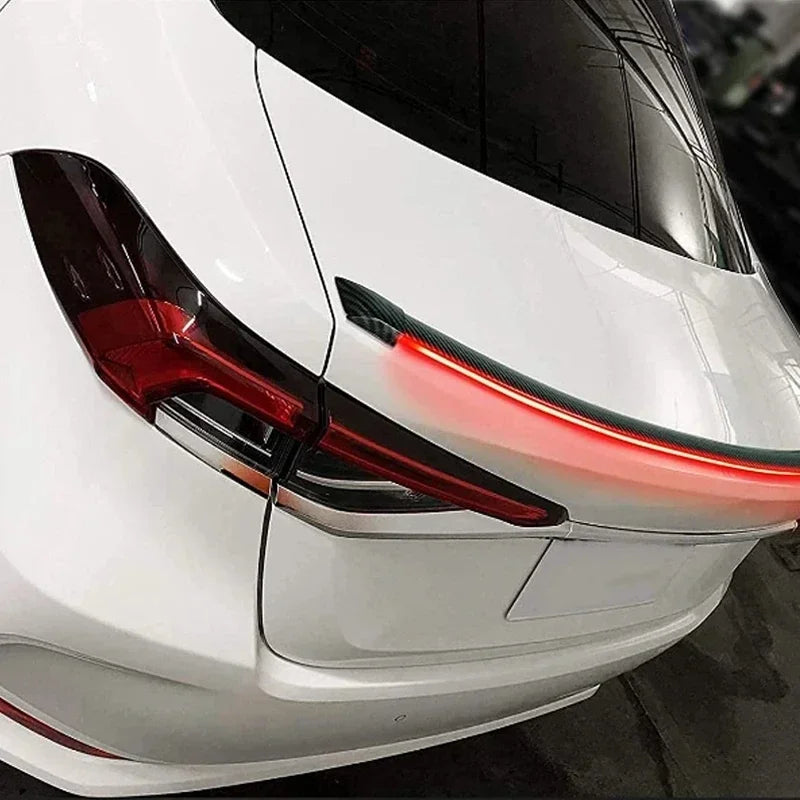 Universal Carbon Fiber Multifunction Trunk Spoilers LED Light Strip 120M Car Exterior Rear Spoiler Turn Signal Brake Lamp