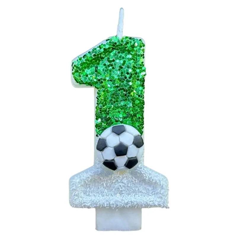 Football Children's Birthday Candles Number 0-9 Green Sparkles Birthday Creative Soccer Candle for Boy Party Cake Top Decoration - P12 Hub Europe