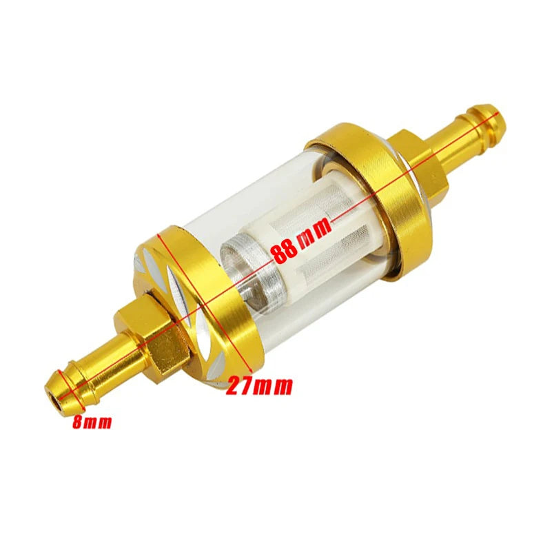 8mm CNC Aluminum Alloy Glass Gas Fuel Gasoline Oil Filter Moto for Dirt Pit Bike 125/140/150/160cc CRF70 90 110 TTR100 110 KLX65