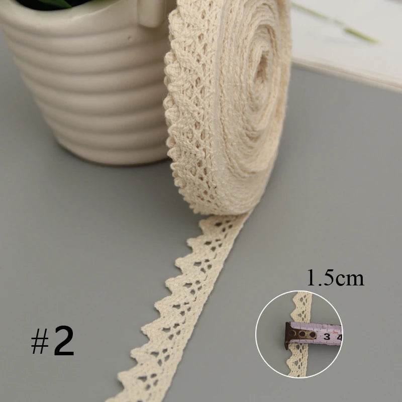 5 Meters Cotton Lace Trim Ribbon Beige Sewing Trim Lace Ribbon Crochet Lace Fabric DIY Wedding Party Craft Christmas Gift Decor - P12 Hub Europe