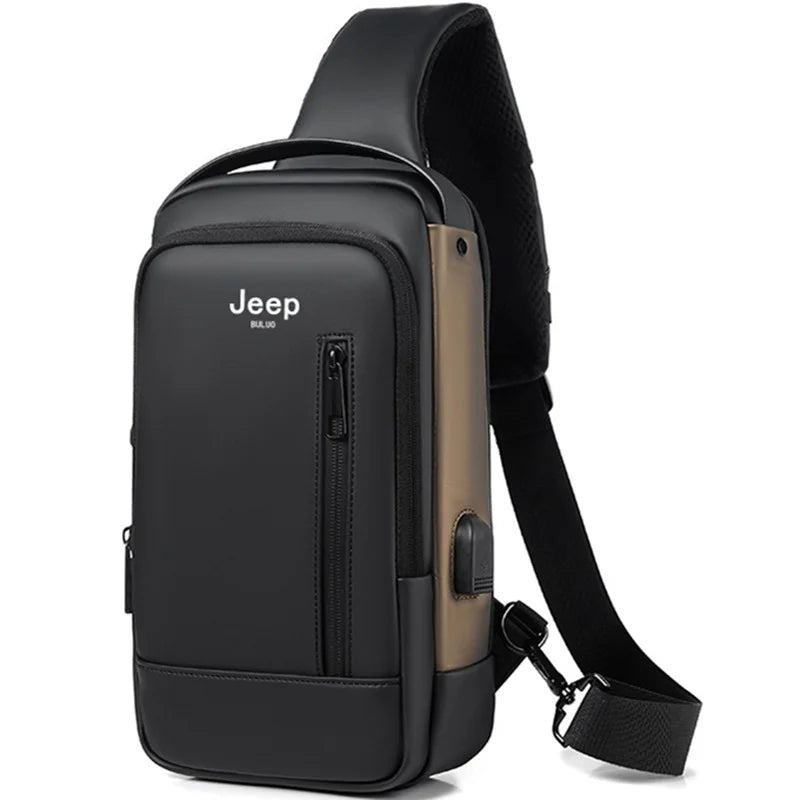 JEEP BULUO Hot New High Quality Men Chest Sling Bags Motorcycle Crossbody Shoulder Bag Travel Pack Anti-theft Male Fashion Brand
