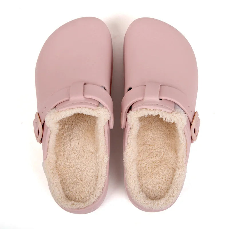 Asgard Fur Women Slippers New Anti-slip Waterproof Plush Lined Outdoor Garden Shoes Winter Fluffy Shoes Warm Fuzzy House Slides