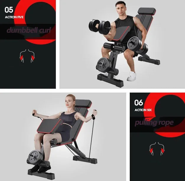 2024 Hot Selling Adjustable Dumbbell Bench with Pulling Rope Home Gym Equipment Weight Bench Roman Chair Multi Sit Up Bench