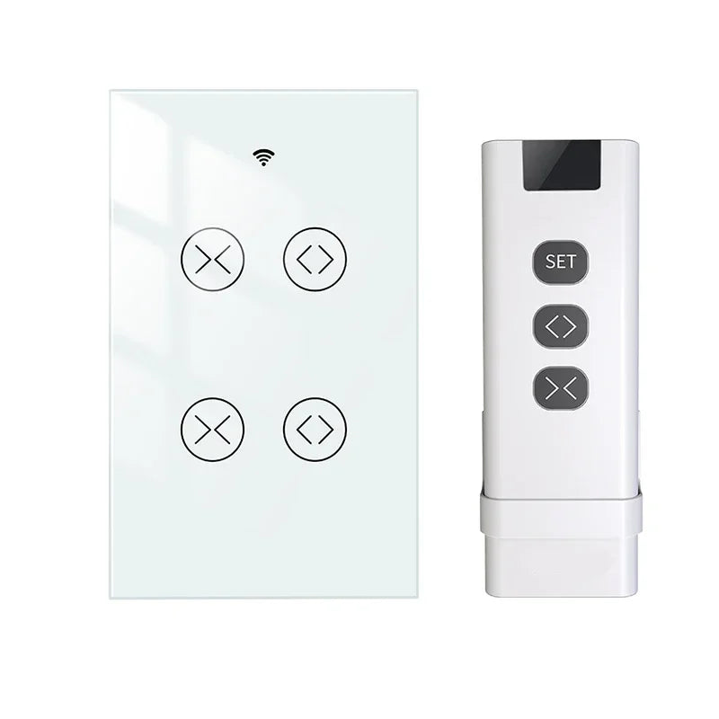Tuya SmartLife WiFi RF 2 Gang Double Curtain Blind Switch for Roller Shutter Electric Motor With Alexa Google Home Voice Control