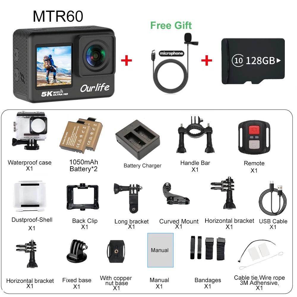 5K Action Camera Ourlife MTR60 ProTouchscreen, EIS, Waterproof - P12 Hub Europe