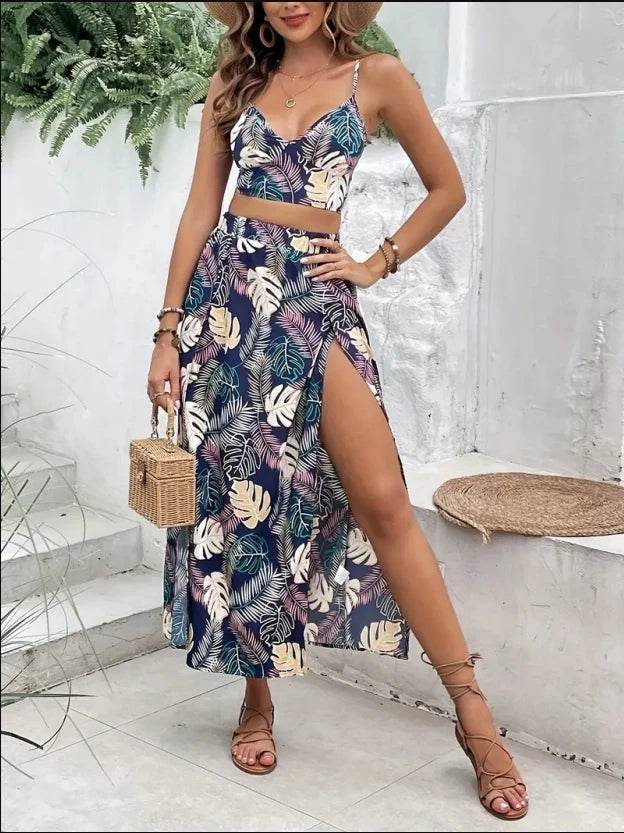Women Printed Slit Skirt Set - P12 Hub Europe