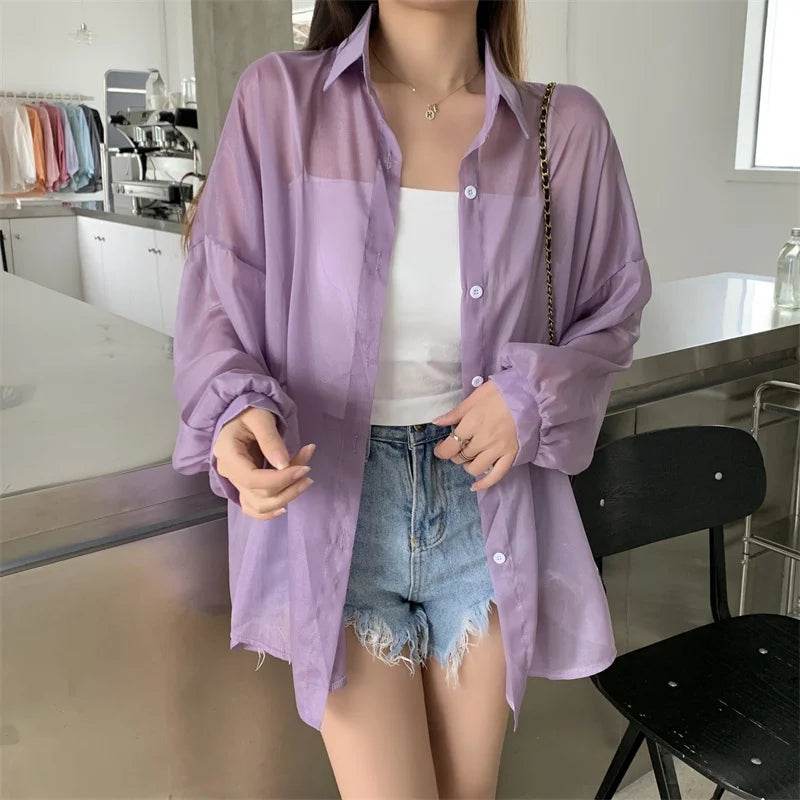 Semi Sheer Button Down Shirt - P12 Hub Europe