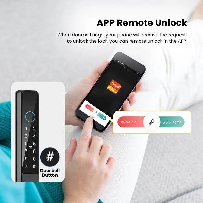 WiFi Sliding Door Lock | IP66, Fingerprint, Card, Code, Glass/Aluminum - P12 Hub Europe