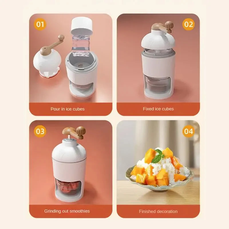 500ML Hand operated Shaved ice Machine commercial ice crushers stainless Steel handheld Hail Machine Ice Machine for Kitchen