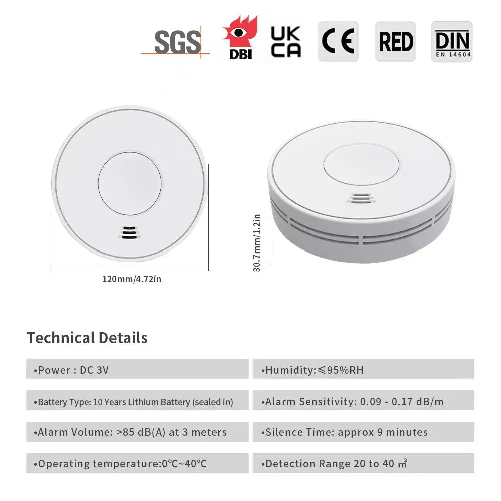 Wireless Interlinked Smoke and Heat Alarm with 10-Year Sealed Li-Battery, Smoke and Heat Alarm for Home, CE, (3 Smoke & 1 Heat)