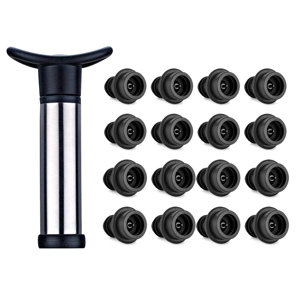 WOTOR Advanced Wine Stoppers Stainless Steel Manual Vacuum Pump Wine Saver Reusable Wine Bottle Stopper Sealer Keep Wine Fresh - P12 Hub Europe