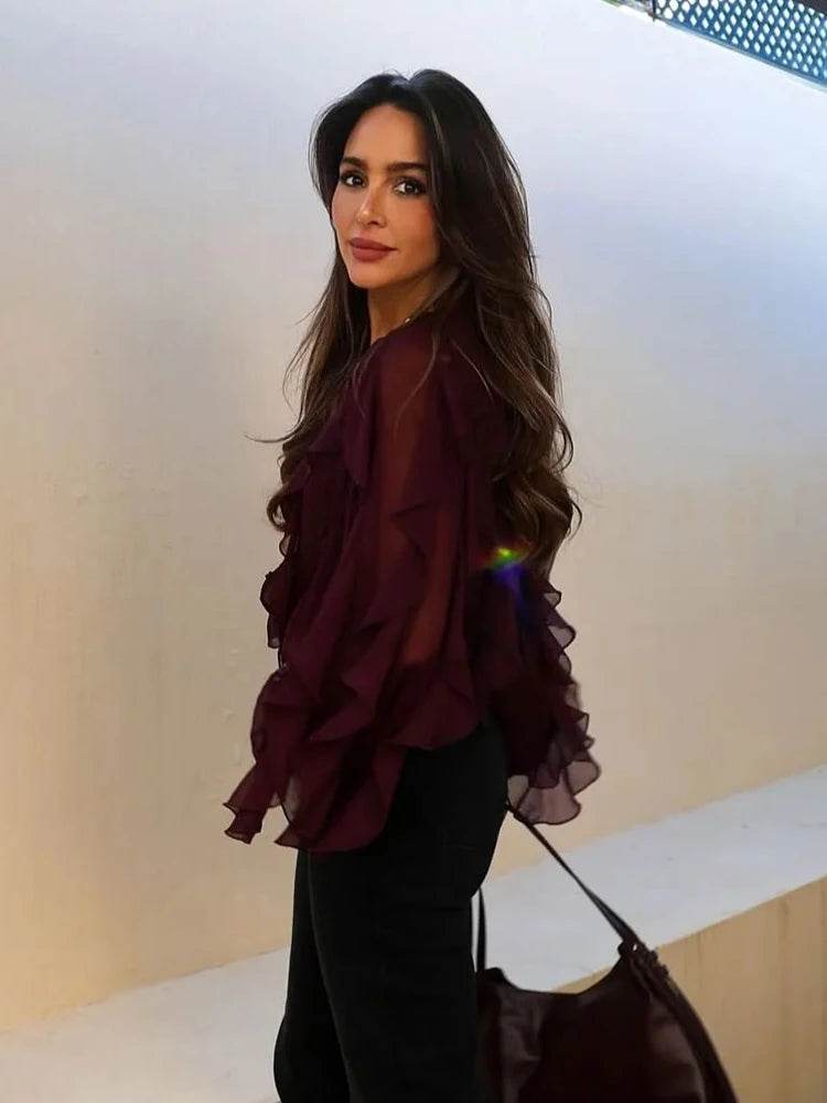 Women's Ruffle Blouse - P12 Hub Europe