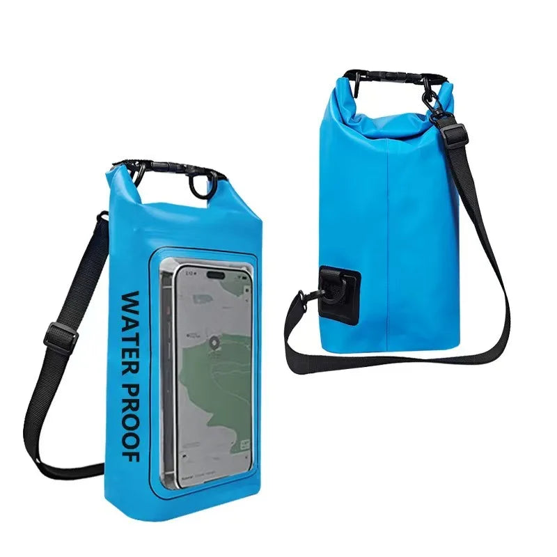 New 2L waterproof bag, outdoor diagonal cross bag, 2-in-1 mobile phone waterproof bag, PVC swimming waterproof bag