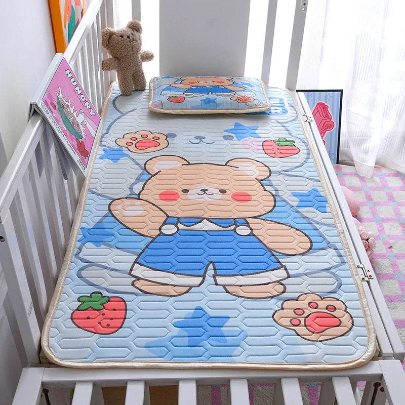 Baby Bed Mat Kit, Viscose Latex Fiber,Kids Sleeping Sheet,Cartoon Bed Cover,Boys Girls,Cooling Summer Home Bedding 60*120cm 2pcs - P12 Hub Europe