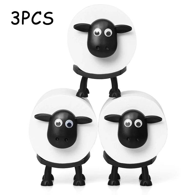 1/3PCS Sheep Toilet Roll Holder Funny Toilet Paper Holder Free Standing Bathroom Set Black Sheep Roll Rack Cute Bathroom Decor - P12 Hub Europe