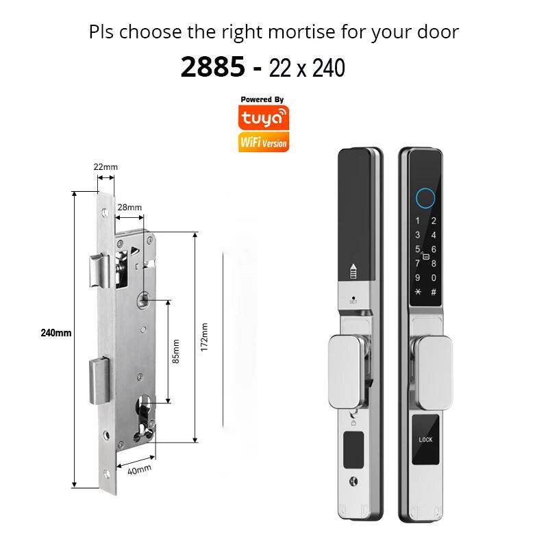 WiFi Sliding Door Lock | IP66, Fingerprint, Card, Code, Glass/Aluminum - P12 Hub Europe