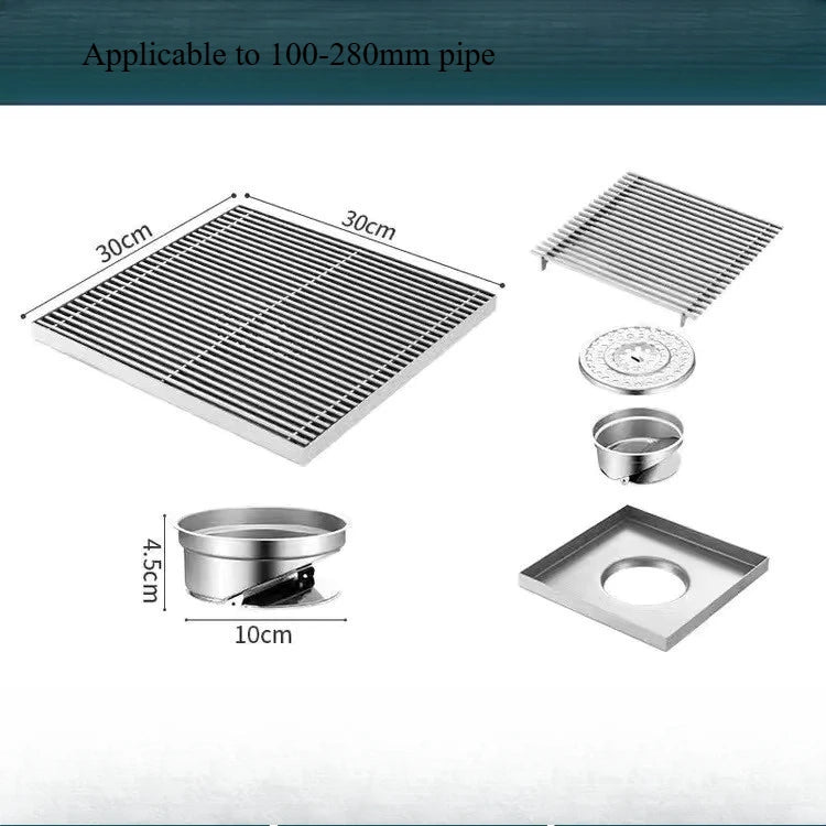 Thickened 304 Stainless Steel Large Floor Drain Outdoor Courtyard Garden Open-air Balcony Outdoor Large Bamboo Raft Floor Drain