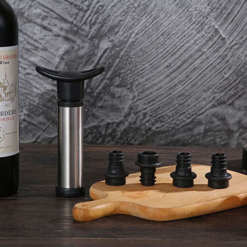 WOTOR Advanced Wine Stoppers Stainless Steel Manual Vacuum Pump Wine Saver Reusable Wine Bottle Stopper Sealer Keep Wine Fresh - P12 Hub Europe