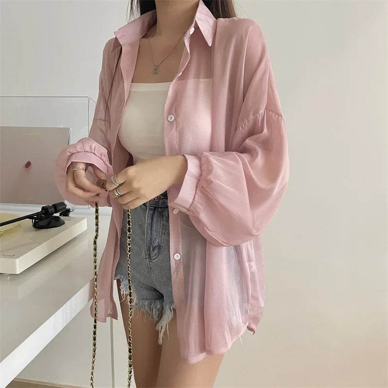 Semi Sheer Button Down Shirt - P12 Hub Europe